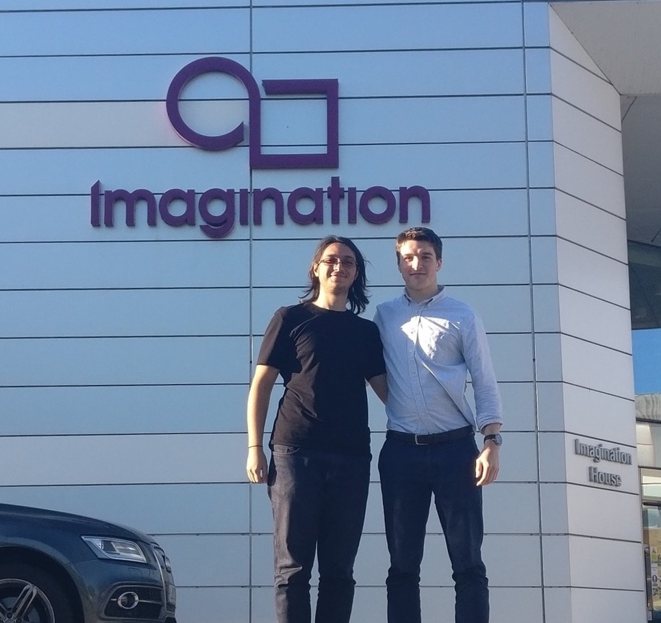 On the last day of my summer placement with Imagination
	Technologies (I'm the one on the right).